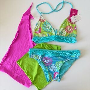 NWT! Sweet Lola Colorful Kids Swim Set, 4 pcs set, Size 10